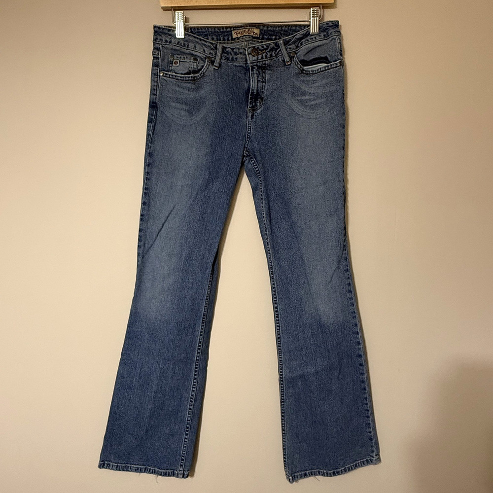 VTG Y2k Paris Blues Jeans SIZE 11 Blue Flare Low Rise Stretch Denim 30x30 Pants